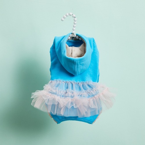 Louisdog 冰藍薄紗連帽韻律褲