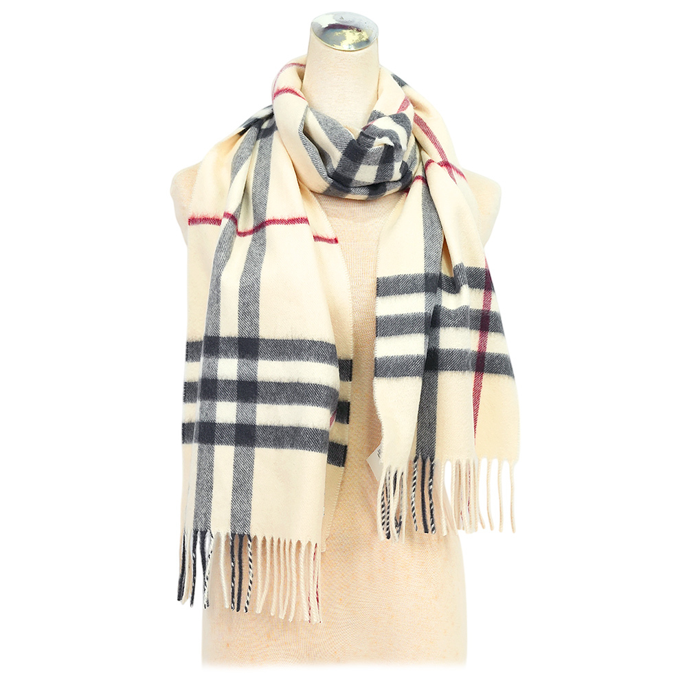 【BURBERRY】基本款經典格紋喀什米爾圍巾(石色)8077884