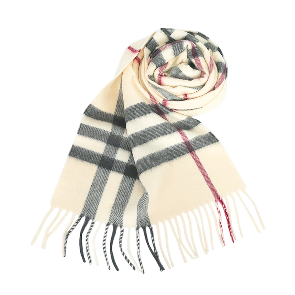 【BURBERRY】基本款經典格紋喀什米爾圍巾(石色)8077884