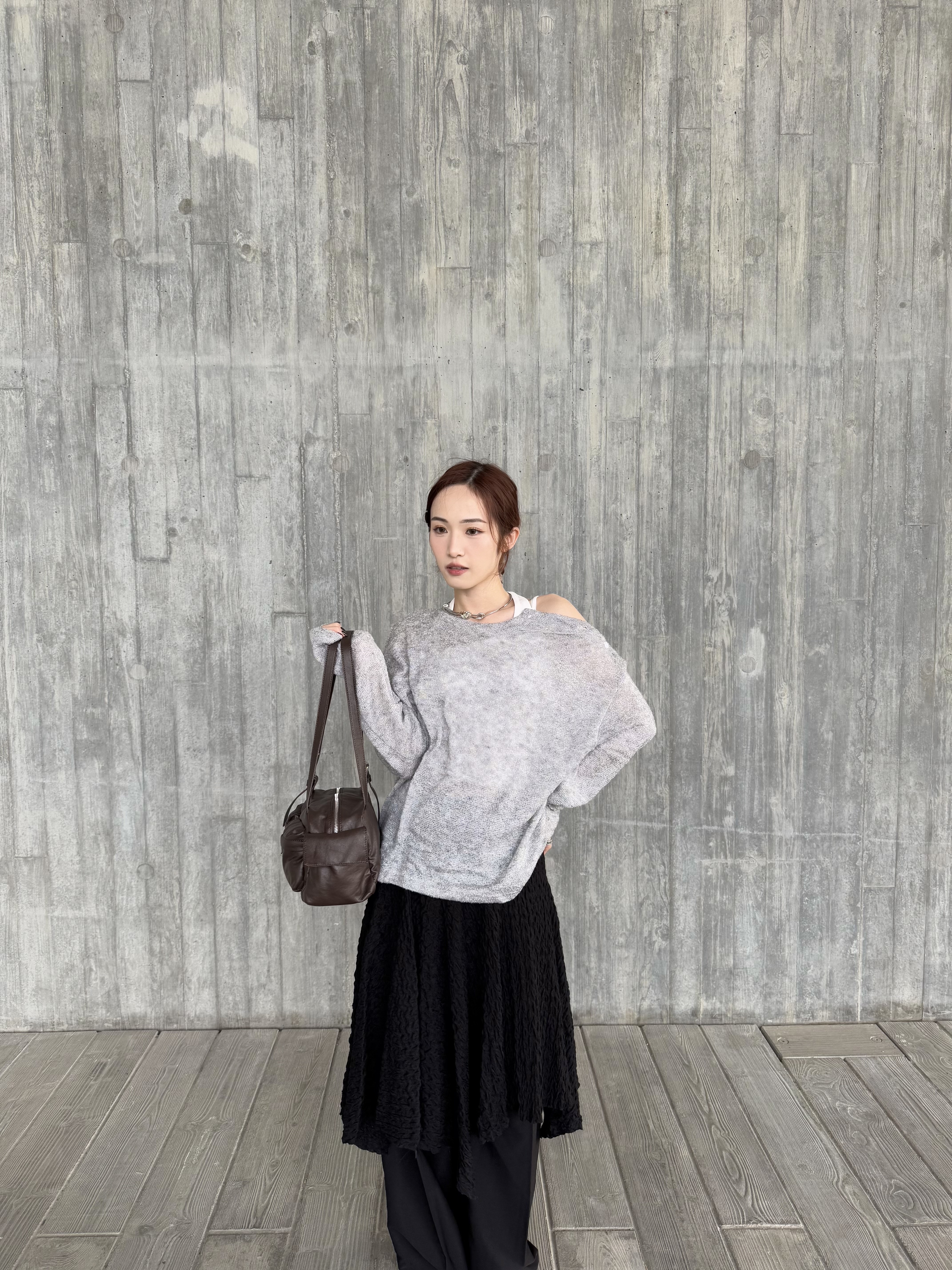 簡約側鈕扣舒服TOP 可露肩可不露