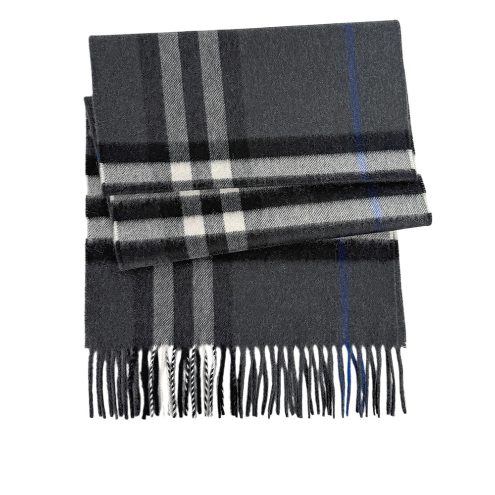 【BURBERRY】基本款經典格紋喀什米爾圍巾(暗炭灰色)8095206