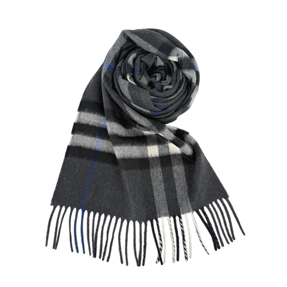 【BURBERRY】基本款經典格紋喀什米爾圍巾(暗炭灰色)8095206
