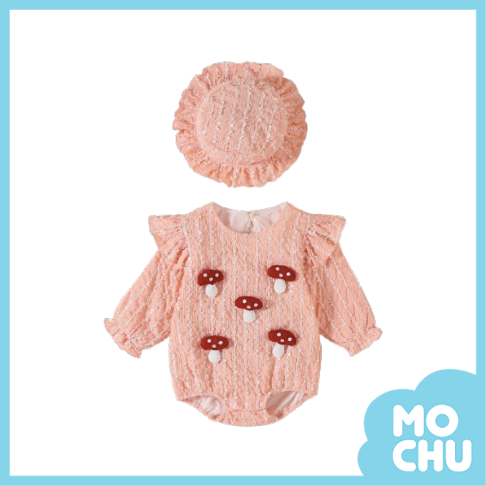 五朵蘑菇長袖包屁衣