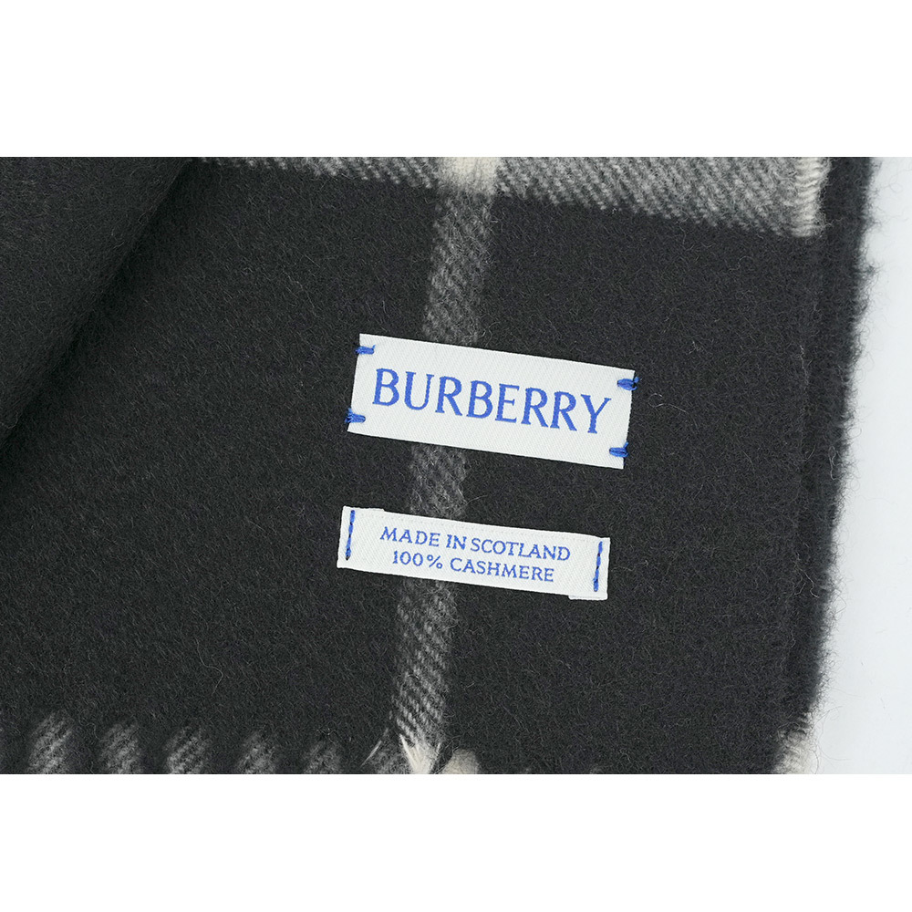 【BURBERRY】基本款經典格紋喀什米爾圍巾(黑色/白布色)8094741