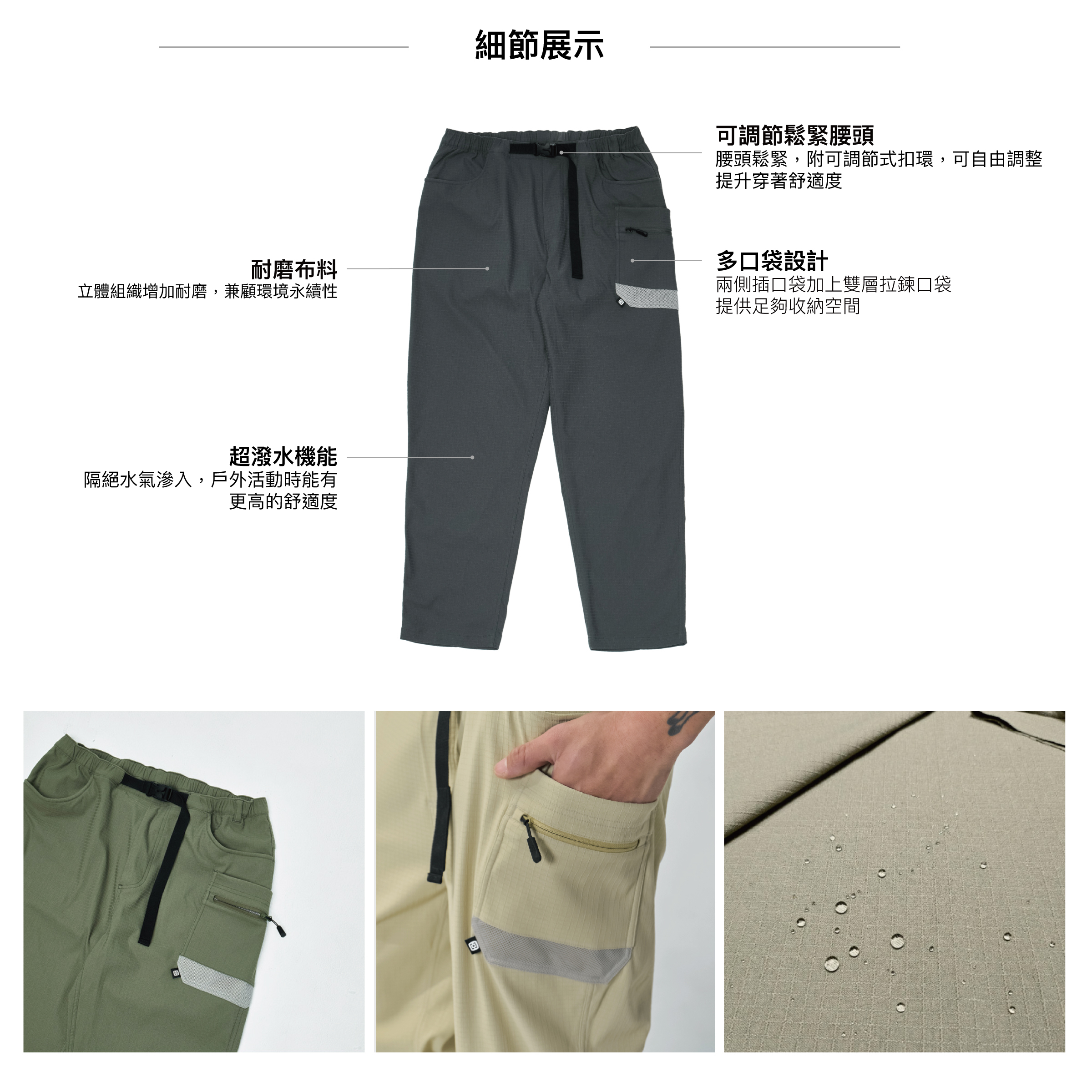 Matty Pants 中性款工裝機能長褲-3.細節展示