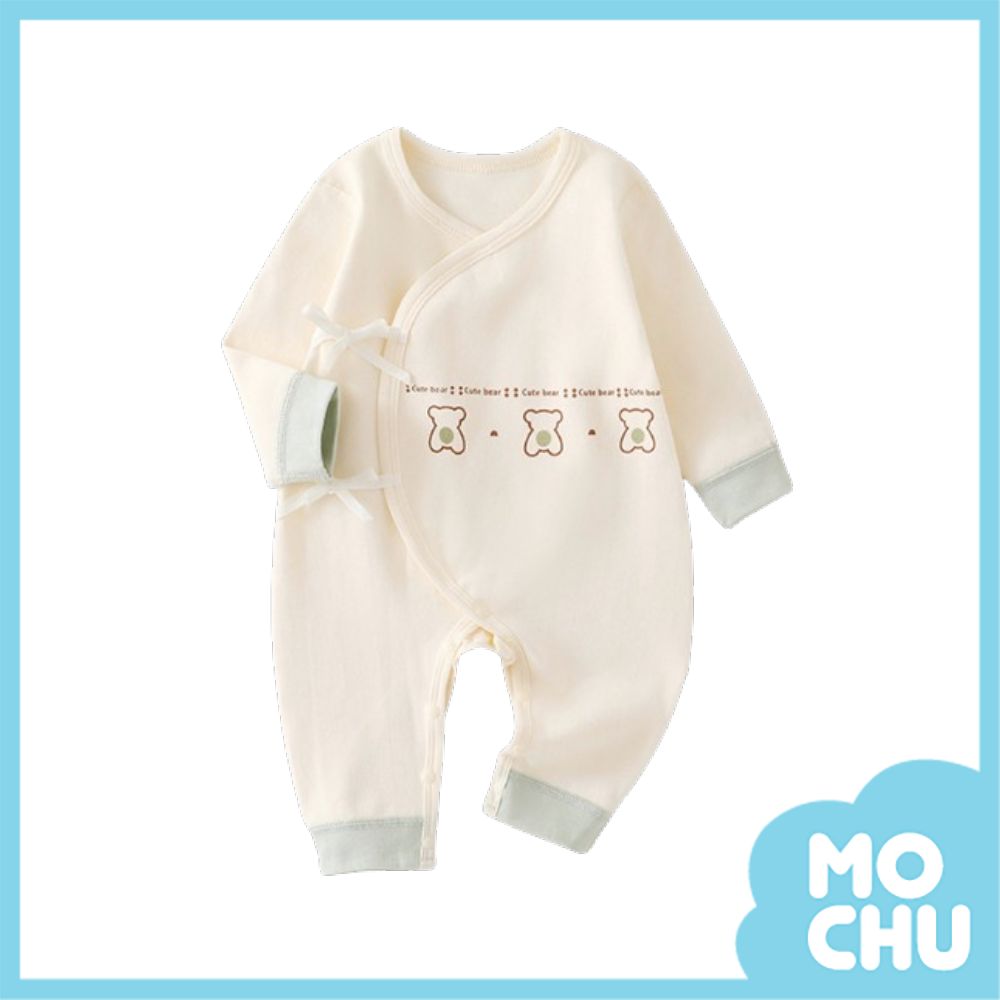 三隻小熊舒絨棉綁帶連身衣(二色)