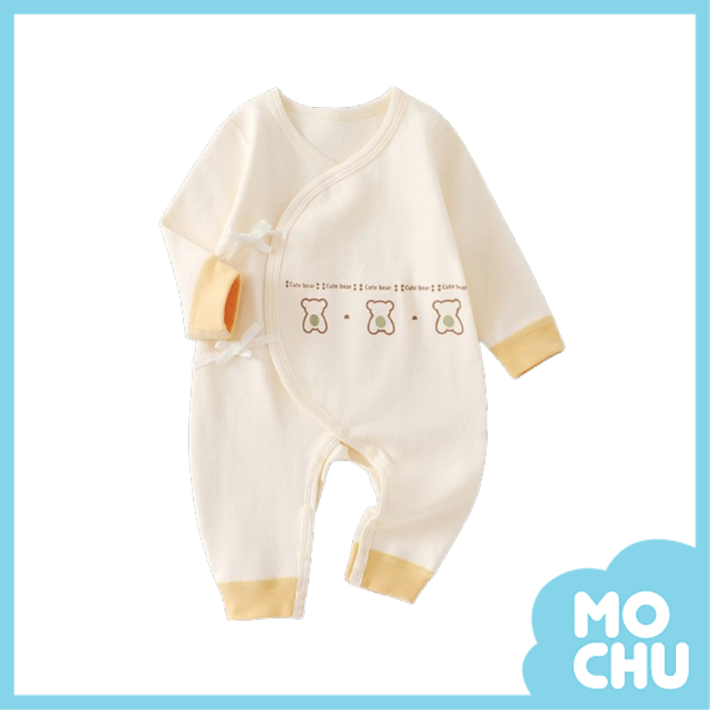 三隻小熊舒絨棉綁帶連身衣(二色)
