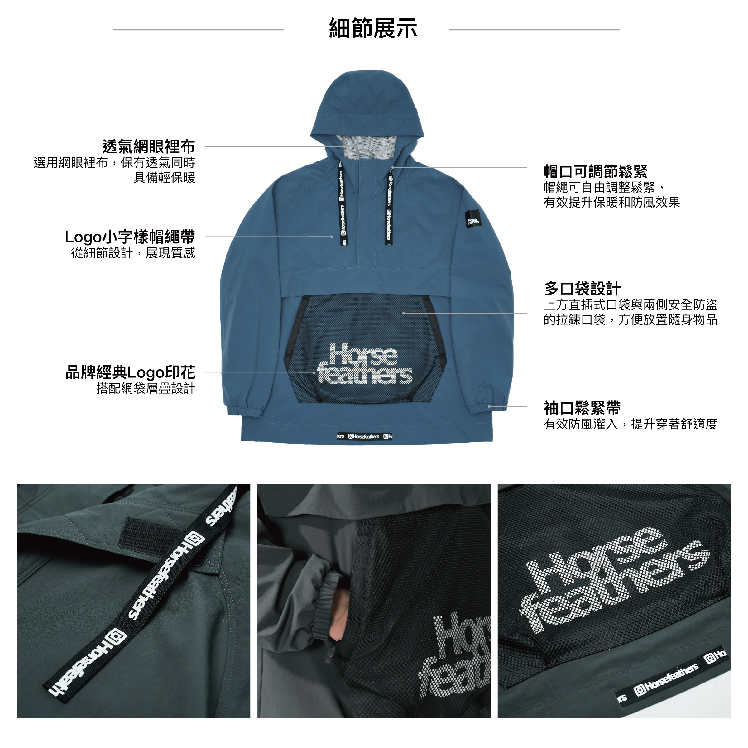 Redell Jacket 中性款經典 Logo 戶外連帽機能外套-3.細節展示