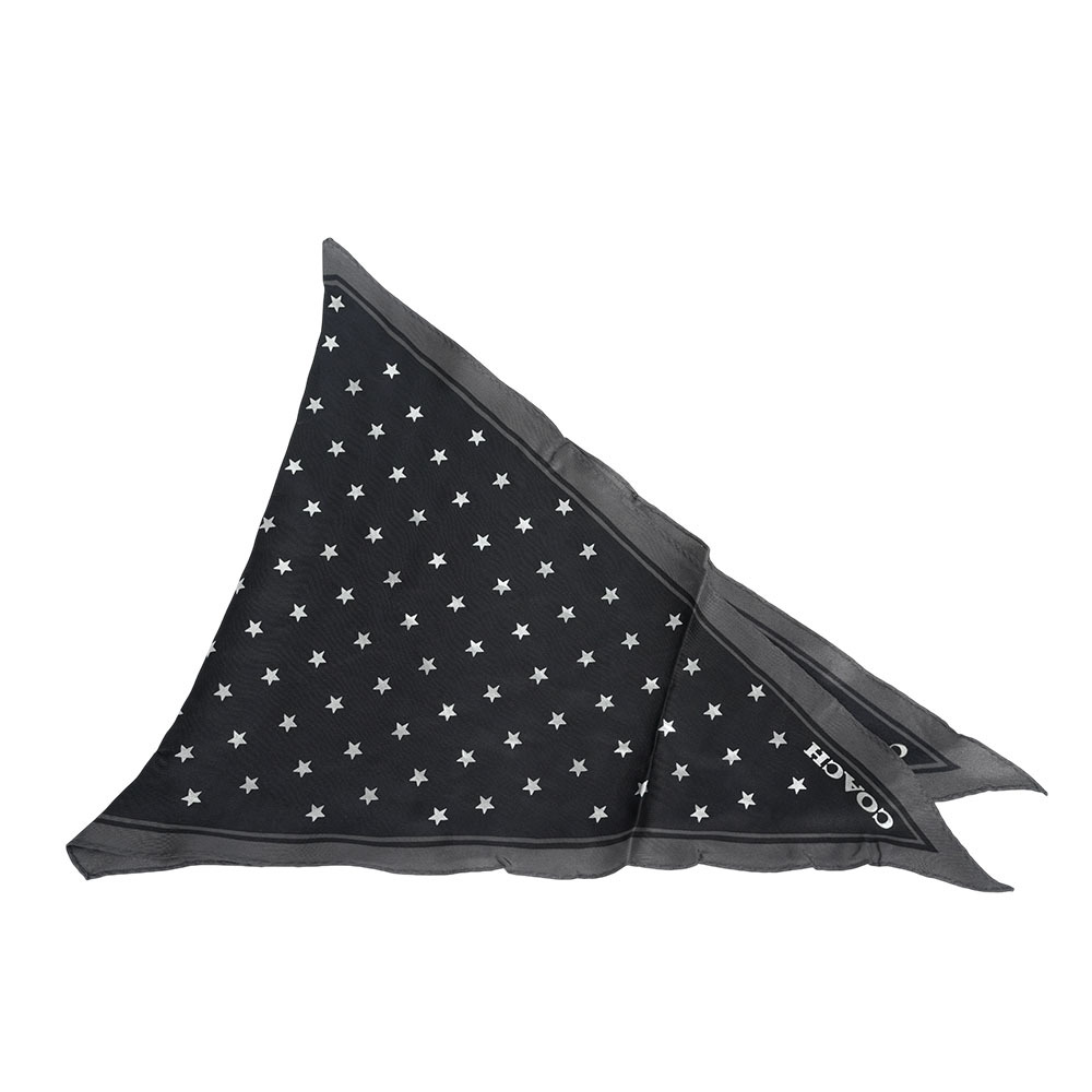 【COACH】星星圖案菱形絲巾/髮飾(炭灰色/銀色)