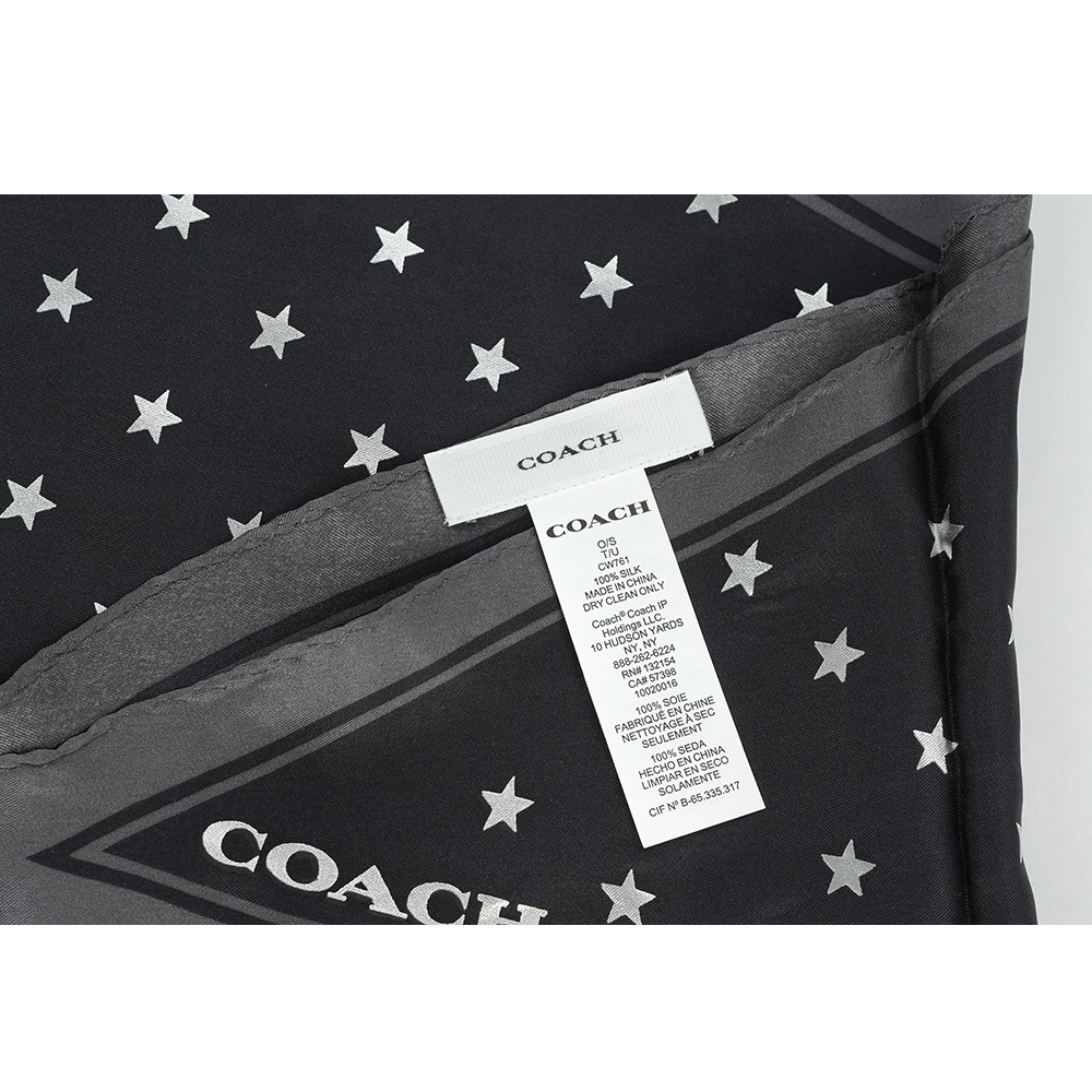 【COACH】星星圖案菱形絲巾/髮飾(炭灰色/銀色)CW761 XBS