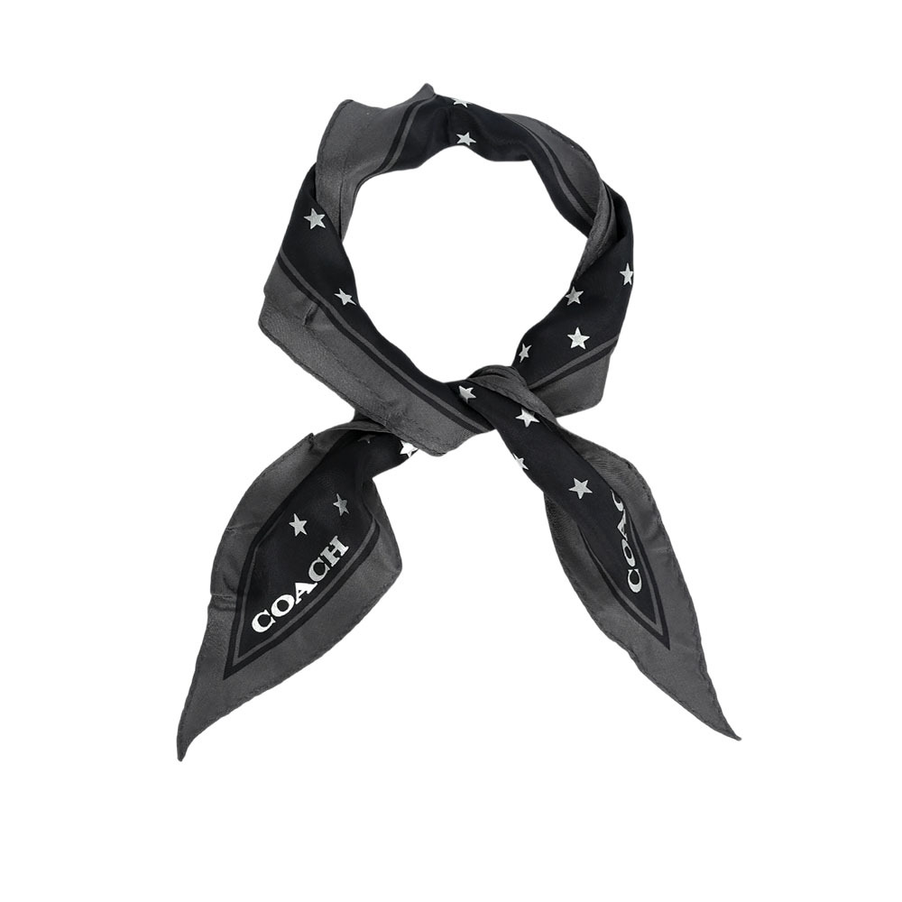 【COACH】星星圖案菱形絲巾/髮飾(炭灰色/銀色)CW761 XBS