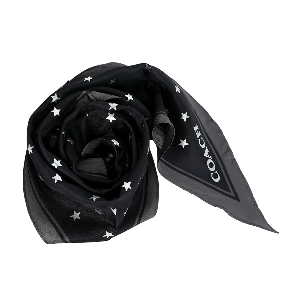 【COACH】星星圖案菱形絲巾/髮飾(炭灰色/銀色)CW761 XBS