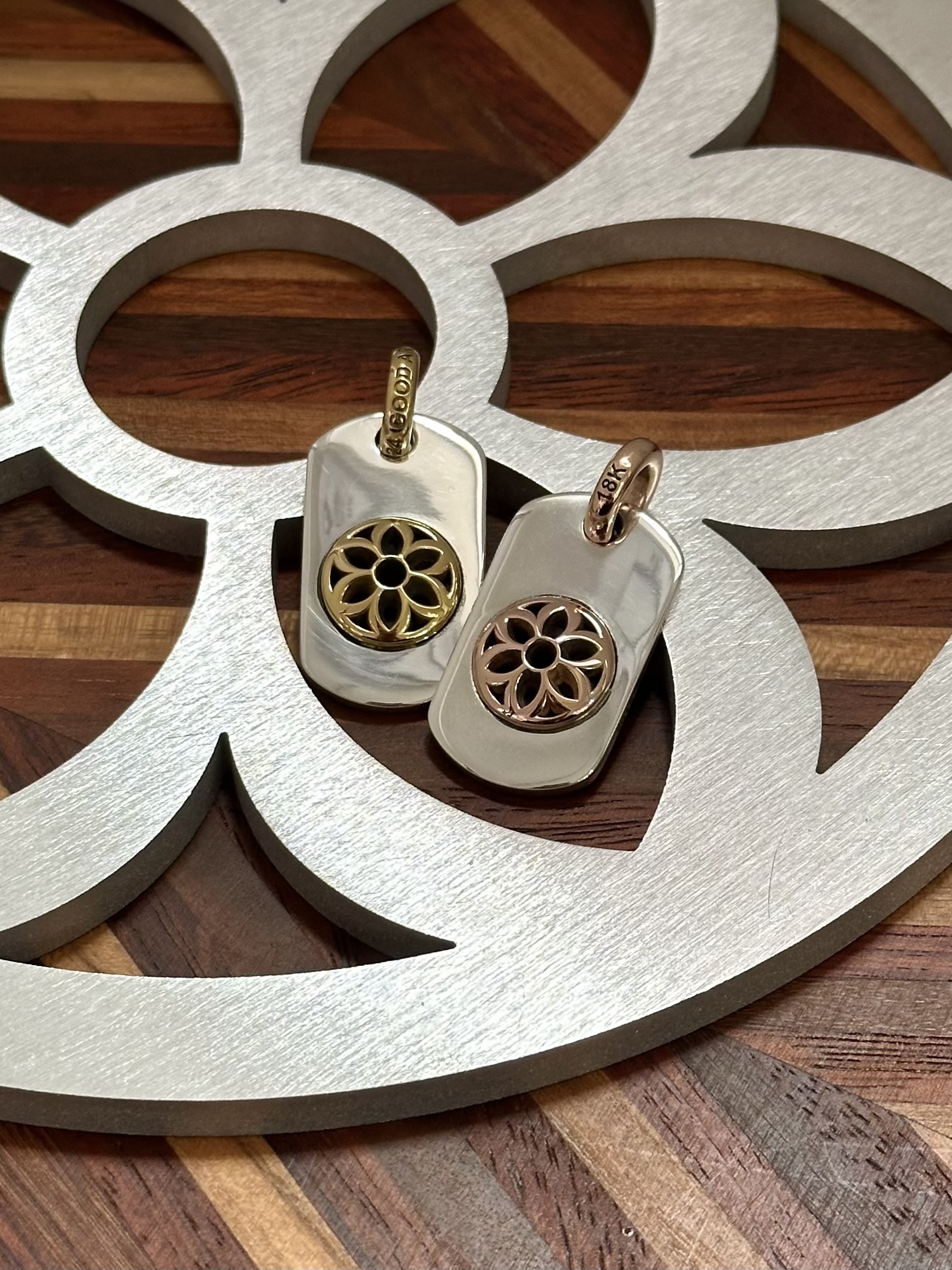 2 - Toned Raised Rosette Dog Tag