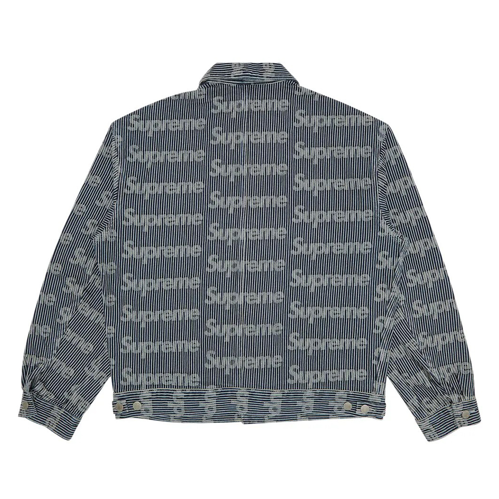 Supreme 24ss Jacquard Logo Chore Trucker 丹寧外套 藍白條紋 SS24J73