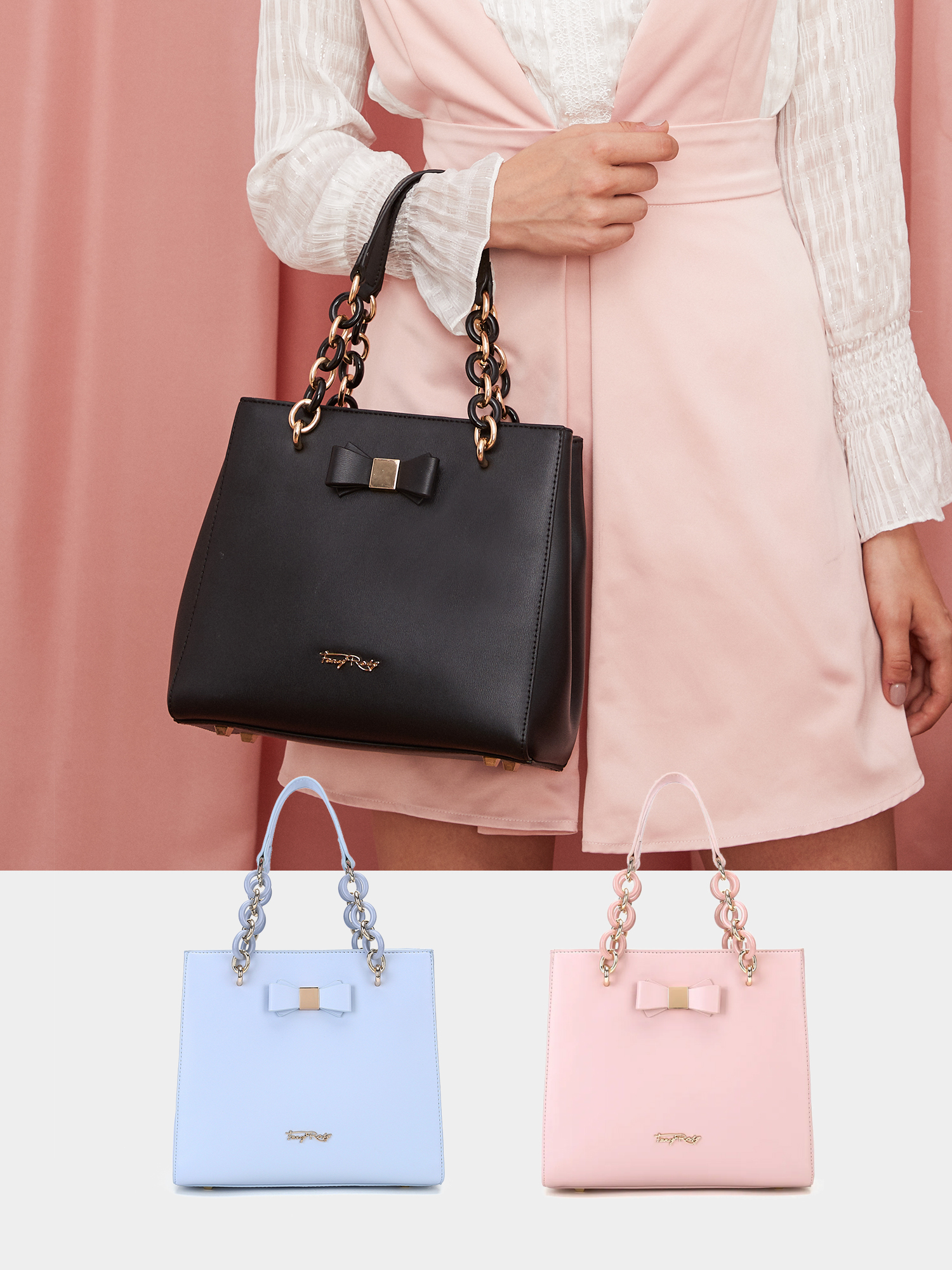 Fancy Bow Bow Top Handle Shoulder Bag