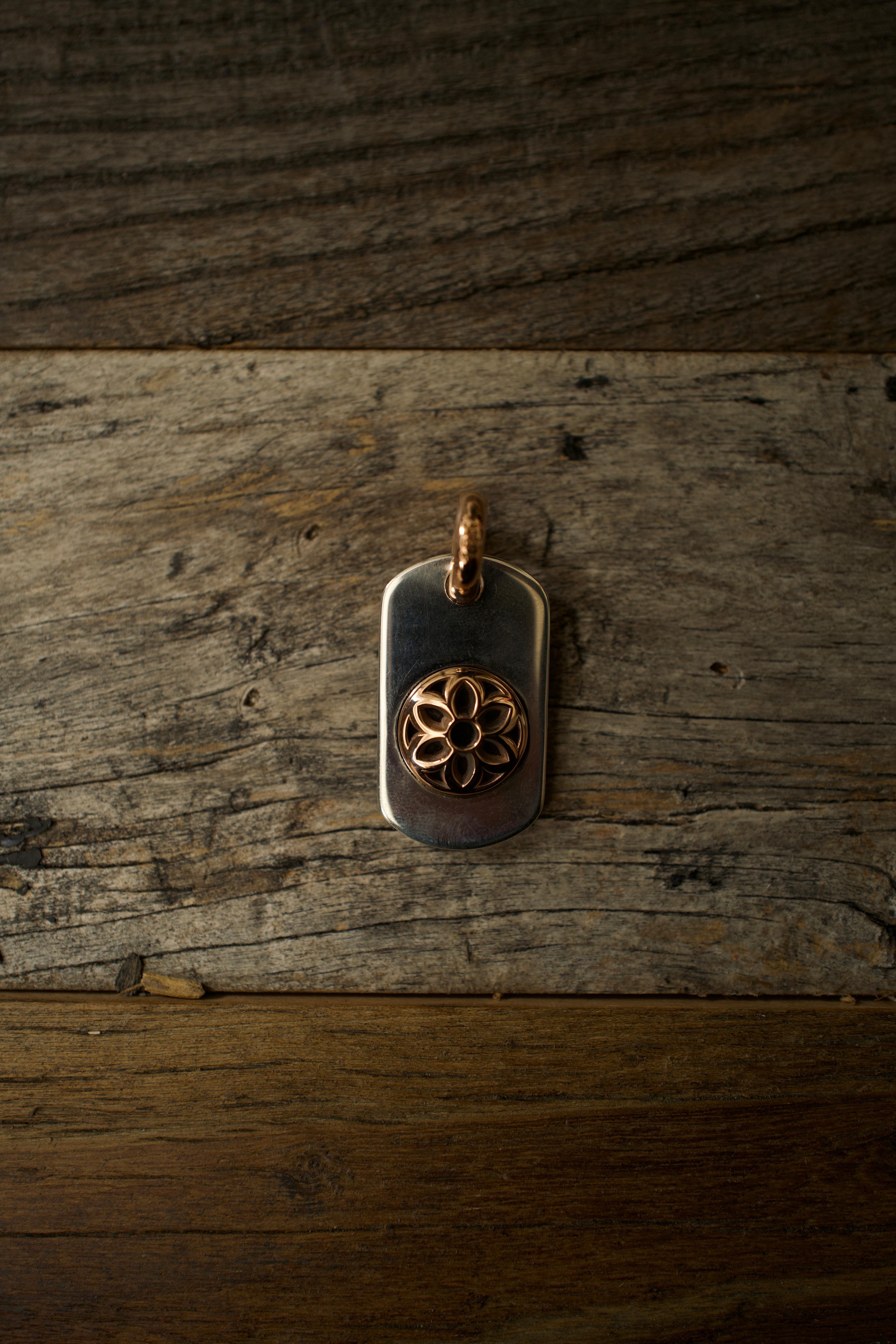 2 - Toned Raised Rosette Dog Tag