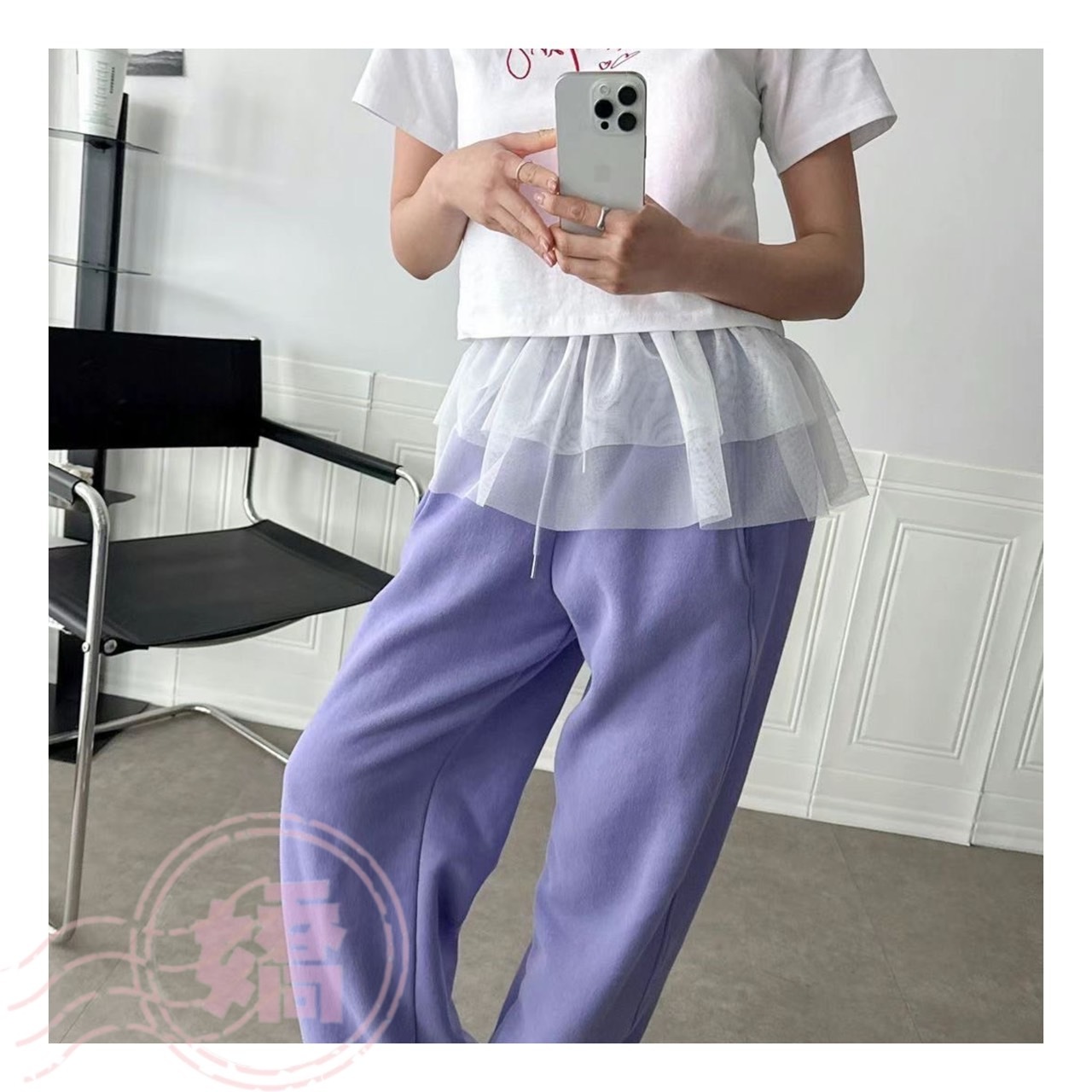 K06002側綁帶外搭短紗裙(白)