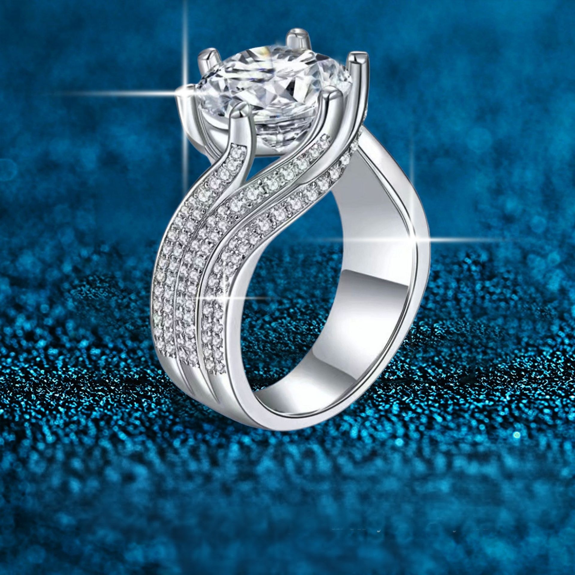 莫桑鑽3卡豪華扭臂戒指      R3C018