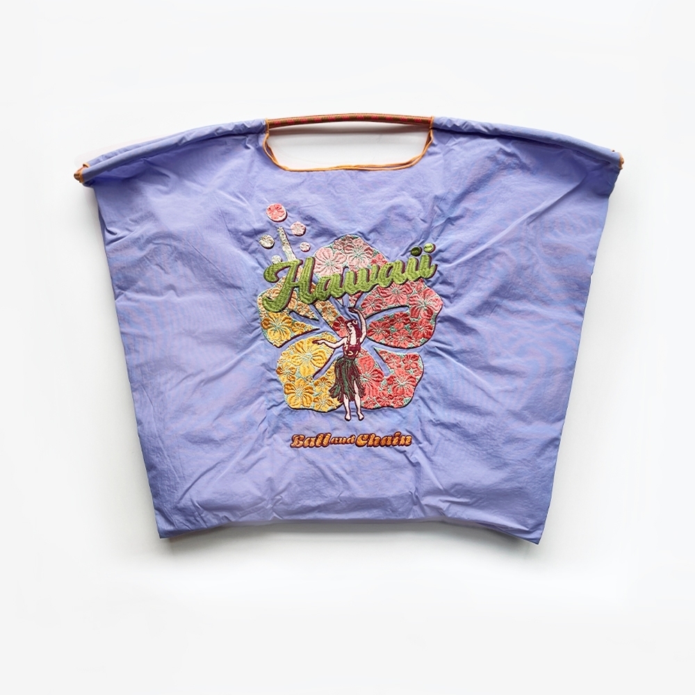 Ball＆Chain 刺繡環保購物袋 L號 - 紫 (30115626)