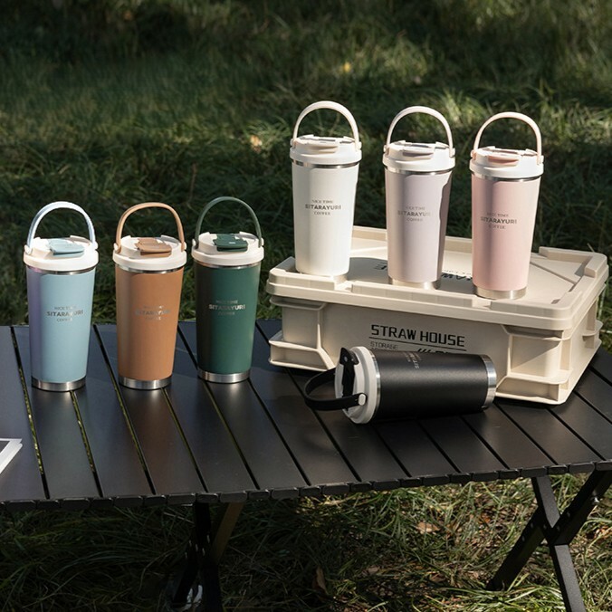 《5678》SITARAYURI高顔值茶水分離吸管保溫杯560ml