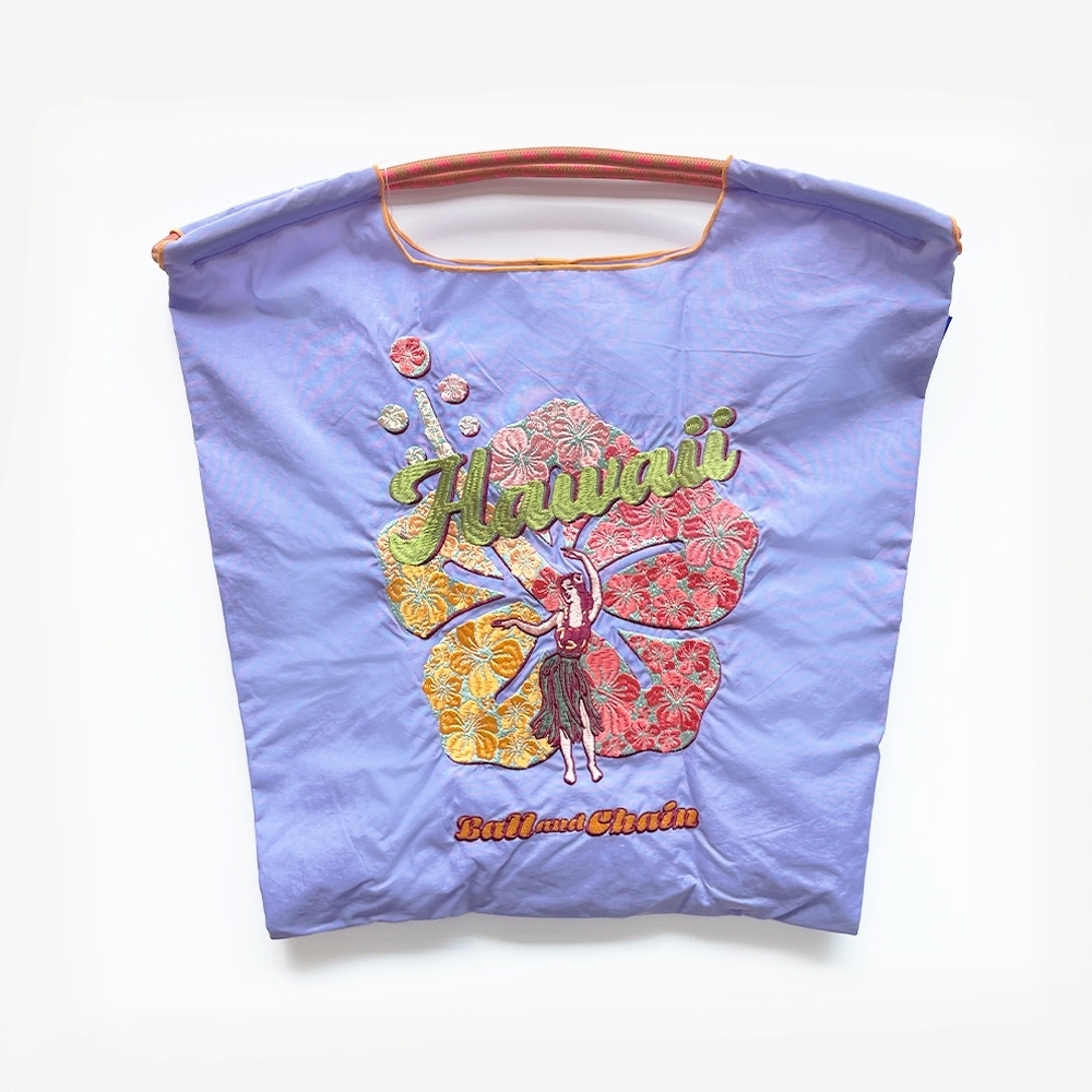 Ball＆Chain 刺繡環保購物袋 M號 - 紫 (30105626)
