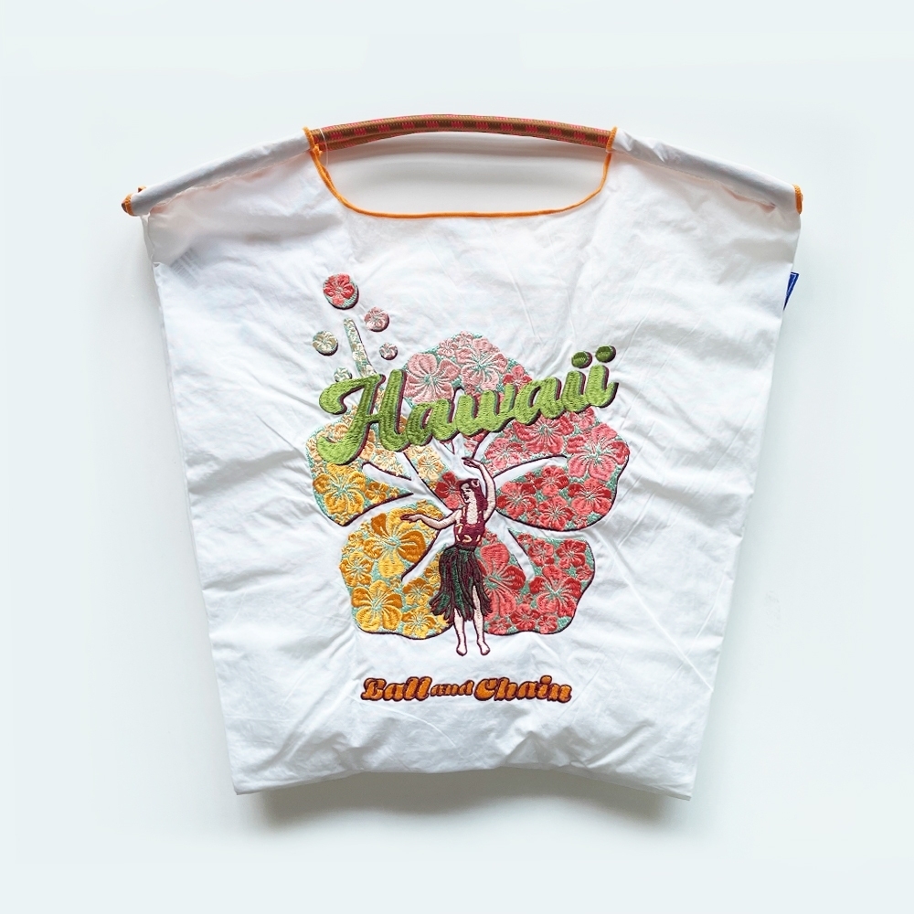 Ball＆Chain 刺繡環保購物袋 M號 - 白 (30105604)