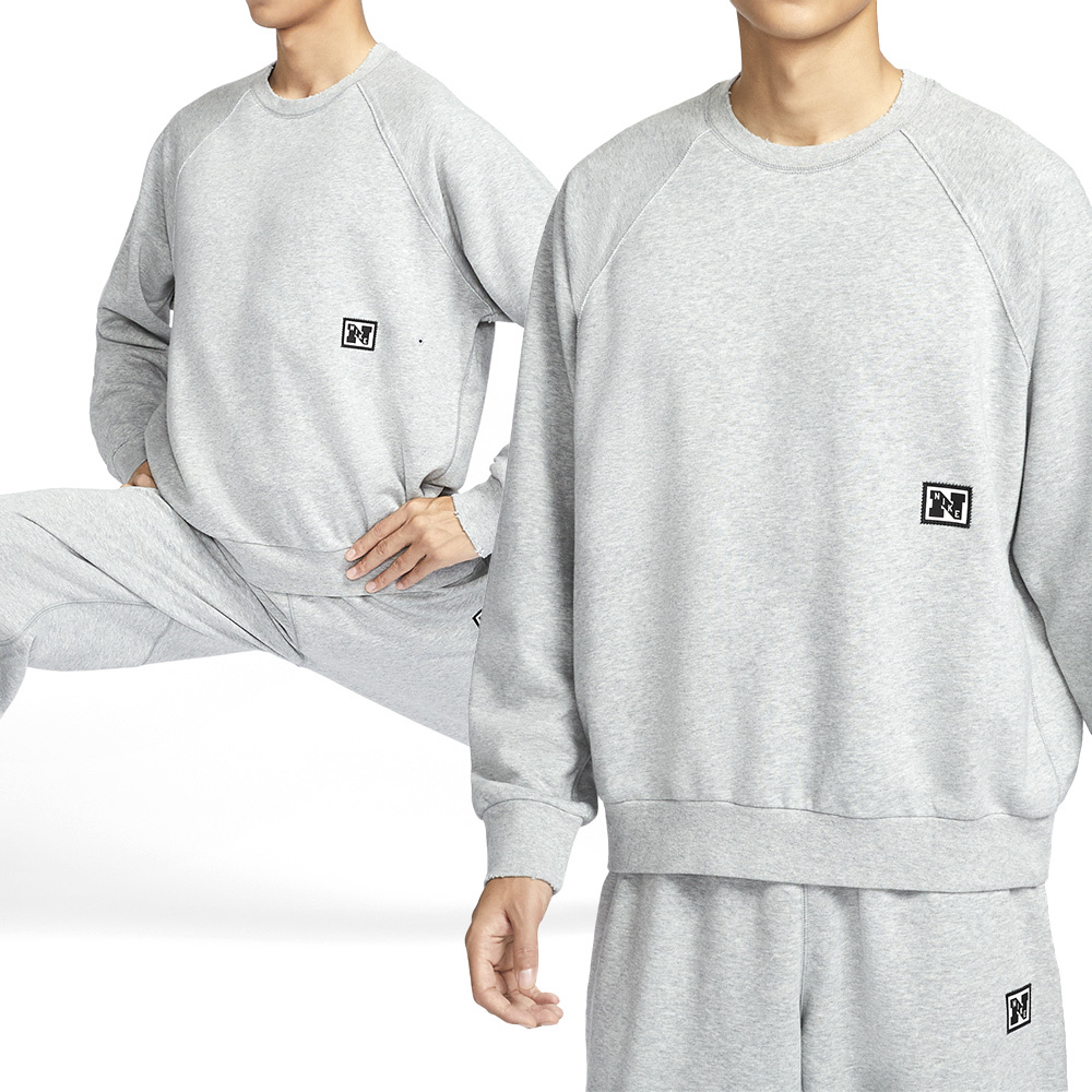 Nike Heritage Fleece Top 男款 灰色 運動 休閒 刷毛 刺繡 上衣 長袖 HJ3137-077