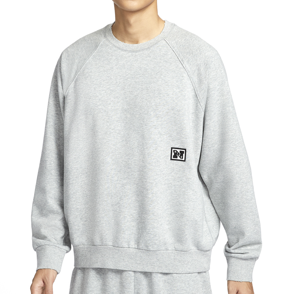 Nike Heritage Fleece Top 男款 灰色 運動 休閒 刷毛 刺繡 上衣 長袖 HJ3137-077