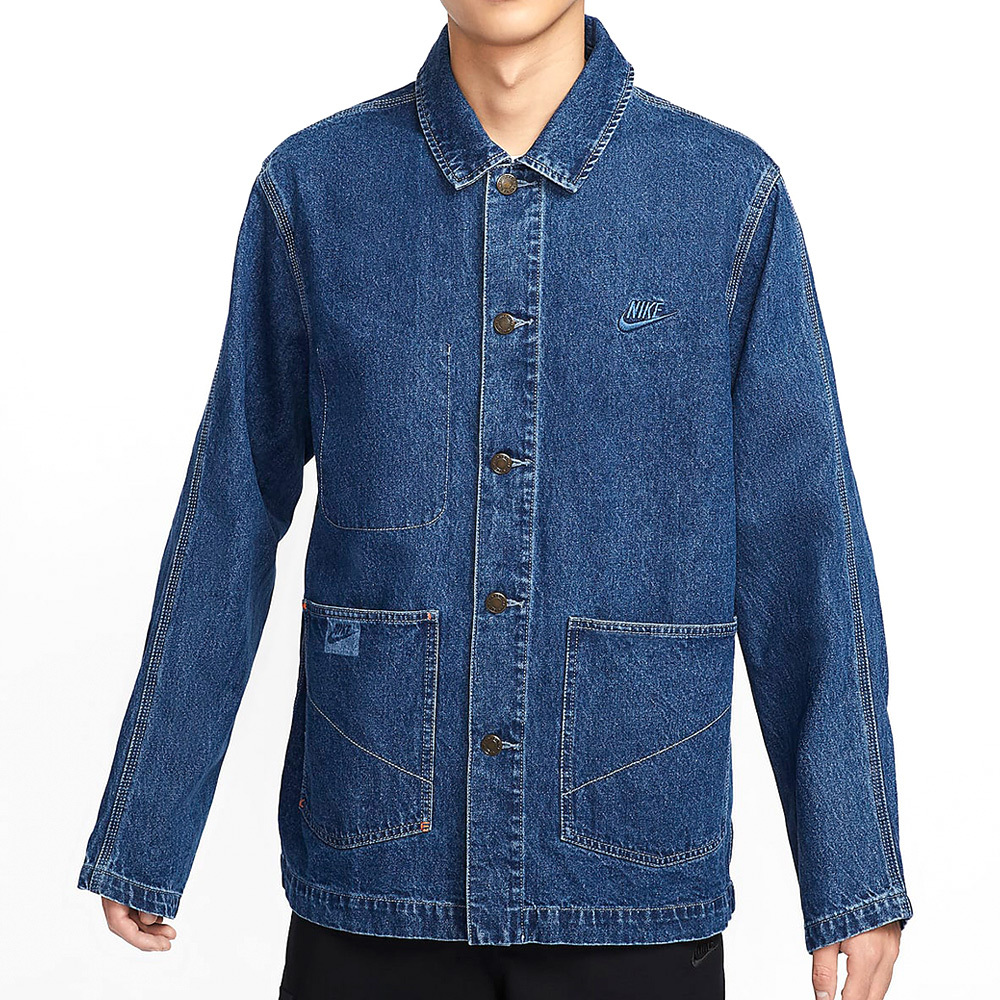 Nike NL Denim Coat GCEL 男款 藍色 口袋 寬鬆 短版 夾克 牛仔 外套 HQ1469-441