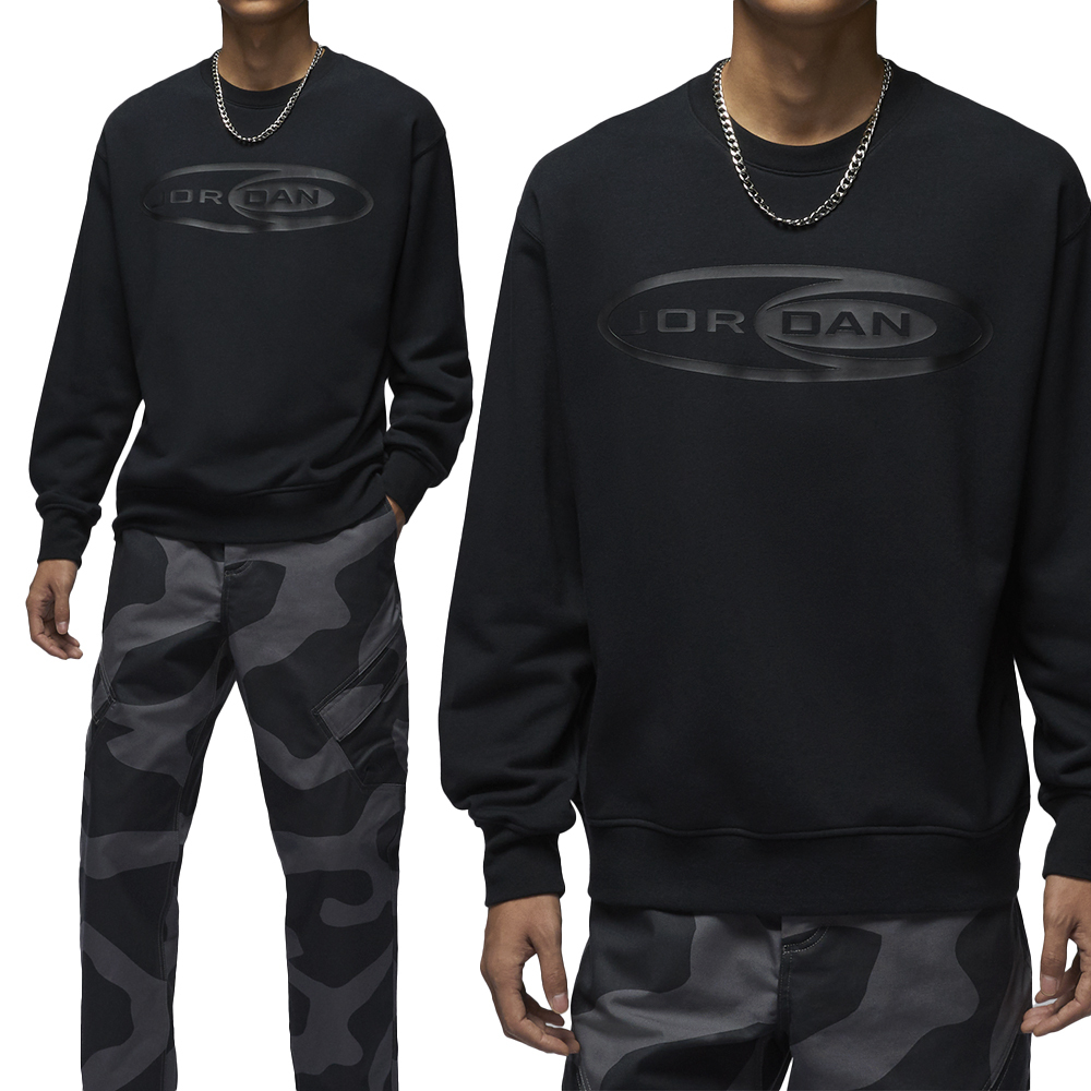 Nike J ESS Y2K GFX Crew LB 男款 黑色 磨毛 休閒 大學T 喬丹 長袖 HV9284-010