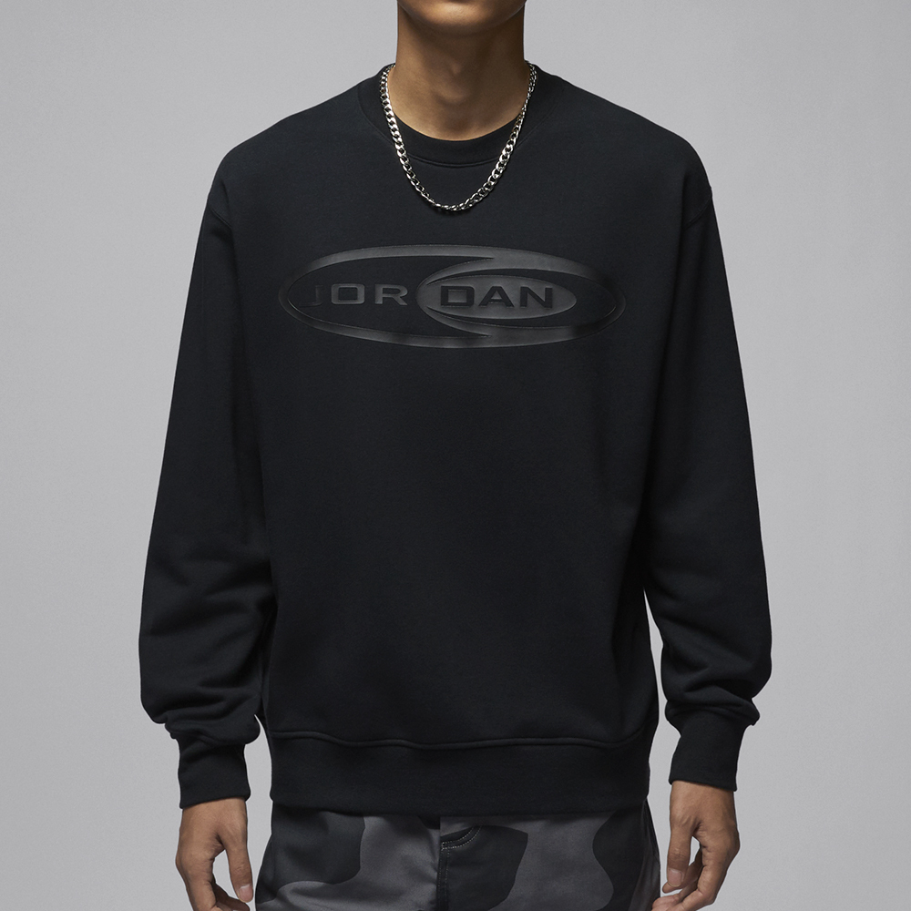 Nike J ESS Y2K GFX Crew LB 男款 黑色 磨毛 休閒 大學T 喬丹 長袖 HV9284-010