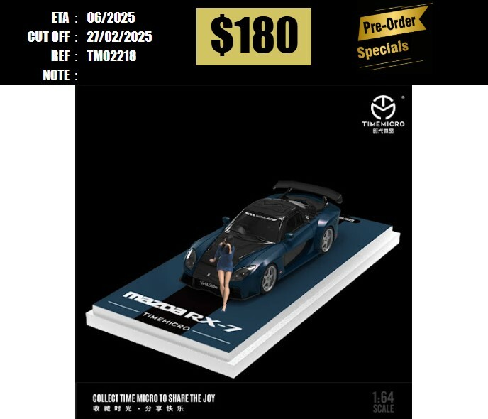 PO-$180 * TIME MICRO * 1:64 MAZDA RX7 FD3S VEILSIDE FORTUNE BLUE W/FIGURE [OD21/02]