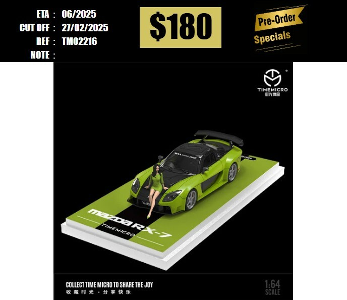 PO-$180 * TIME MICRO * 1:64 MAZDA RX7 FD3S VEILSIDE FORTUNE GREEN W/FIGURE [OD21/02]