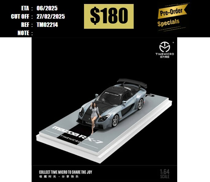 PO-$180 * TIME MICRO * 1:64 MAZDA RX7 FD3S VEILSIDE FORTUNE SILVER W/FIGURE [OD21/02]