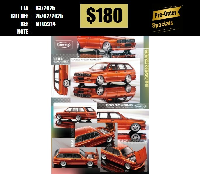 PO-$180 * MORTAL * 1:64 BMW M3 E30 WAGON LOW DOWN VERSION SUNSET ORANGE [OD21/02]