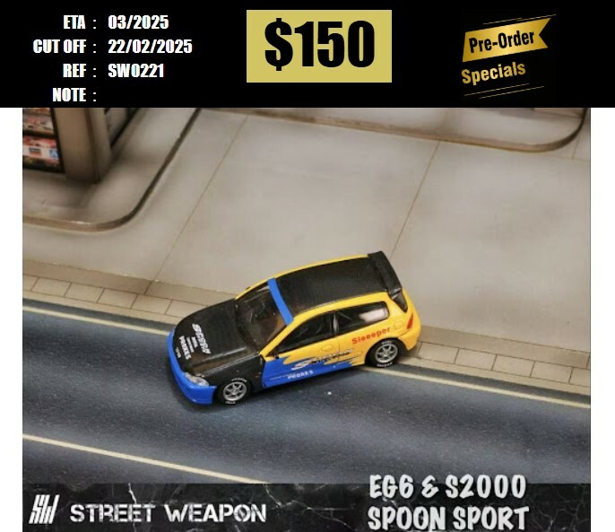 PO-$150 * STREET WEAPON * 1:64 HONDA CIVIC SPOON CARBON HOOD [OD21/02]