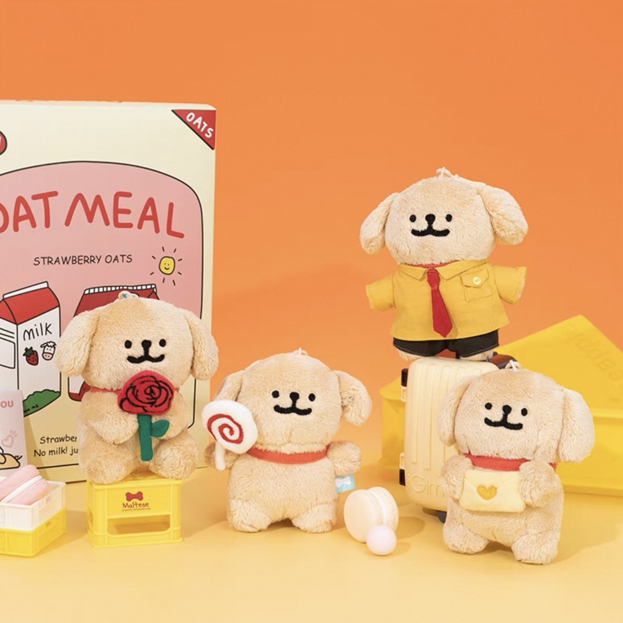 代購 MALTESE 線條小狗 情人節 玫瑰花 吊飾 絨毛玩具/預購