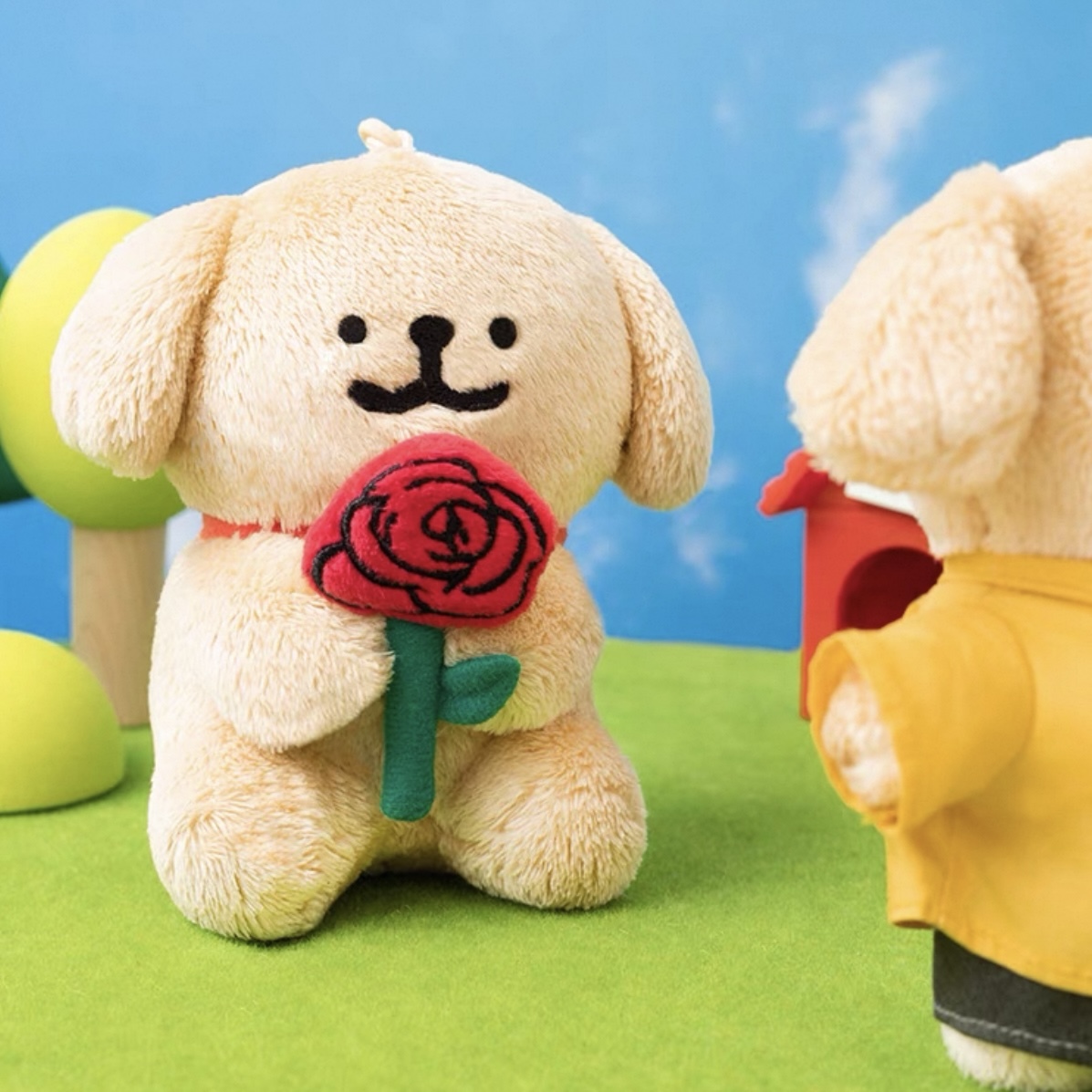 代購 MALTESE 線條小狗 情人節 玫瑰花 吊飾 絨毛玩具/預購