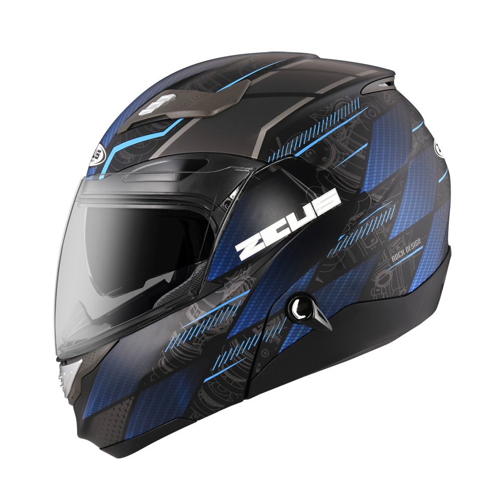 ZEUS ZS-3100 YY10 消光黑/藍 彩繪 可樂帽 可掀式