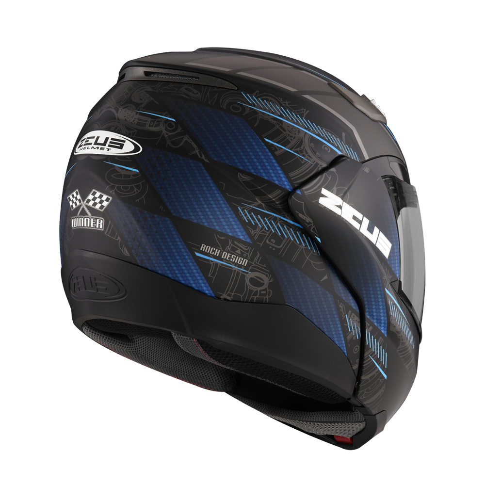 ZEUS ZS-3100 YY10 消光黑/藍 彩繪 可樂帽 可掀式