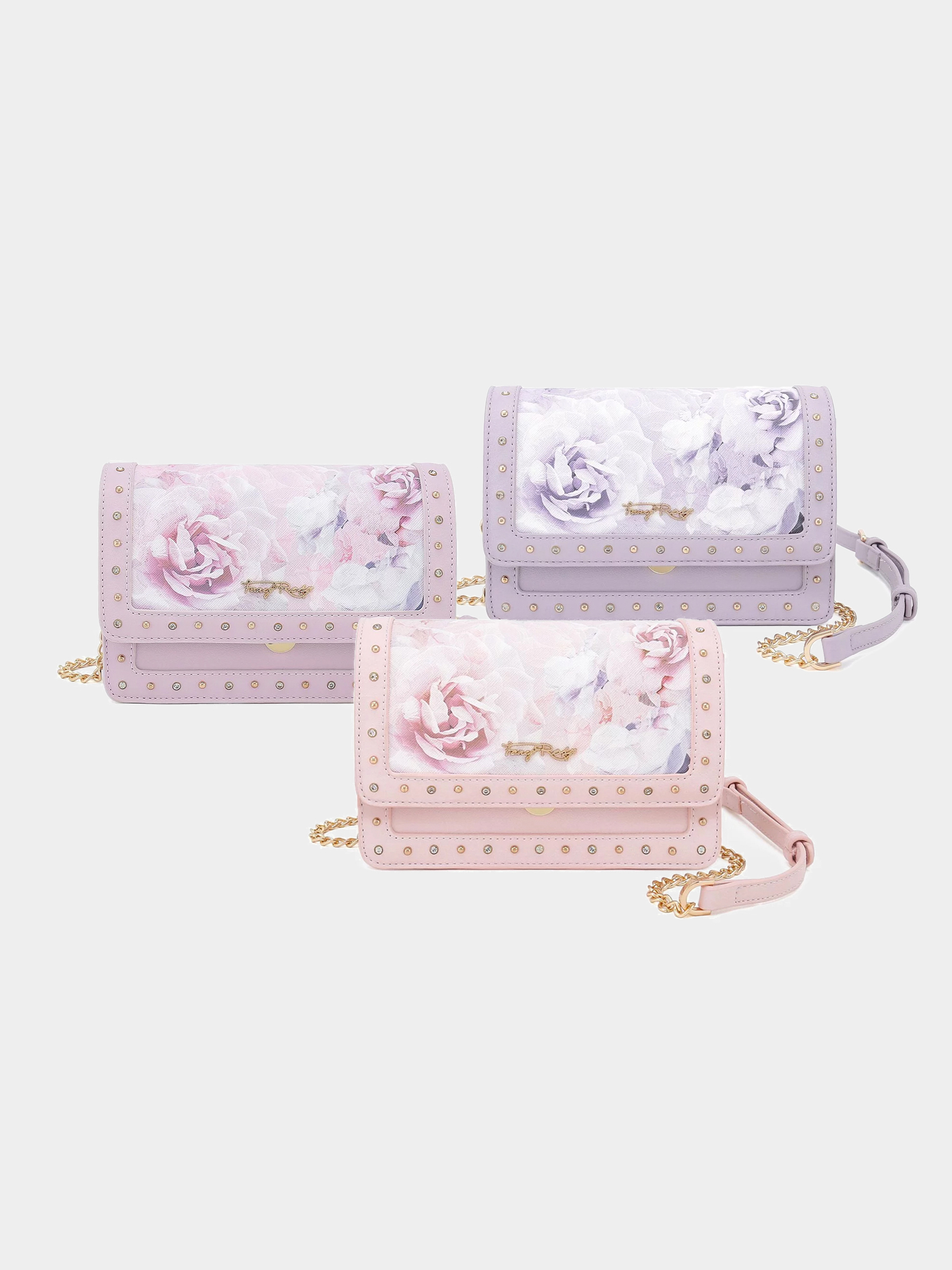 Floral Print Stud Shoulder Bag