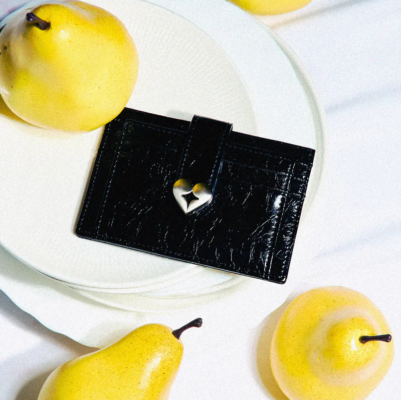 FENNEC HEARTY BRIDGE POCKET 愛心釦 證件夾 卡夾 錢包 皺紋牛皮