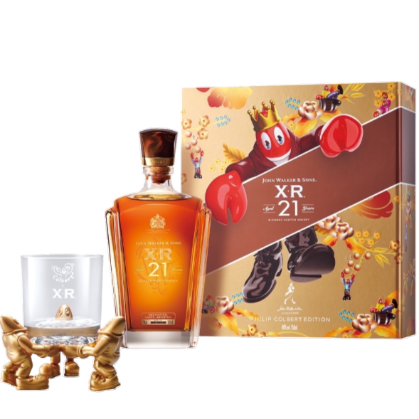 約翰走路 x 龍蝦先生 XR 21年調和蘇格蘭威士忌 中秋限量禮盒 (750ml+杯+杯架)