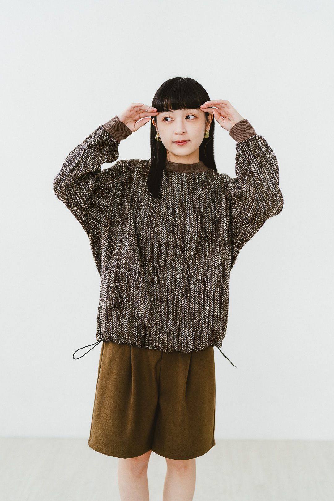 初春絮語！下擺抽繩上衣(兩色-暖棕編織)