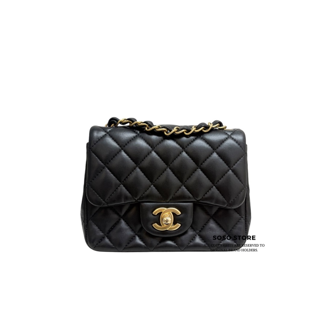 Chanel Classic Flap Square Mini Bag - Black / Ghw