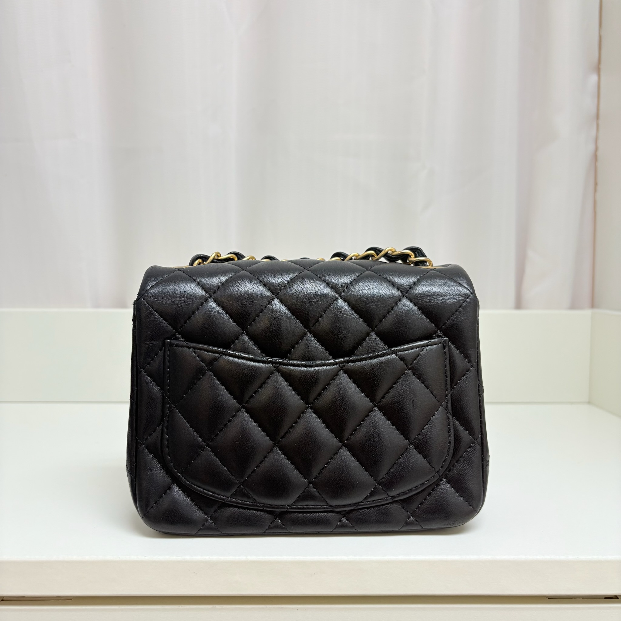 Chanel Classic Flap Square Mini Bag - Black / Ghw