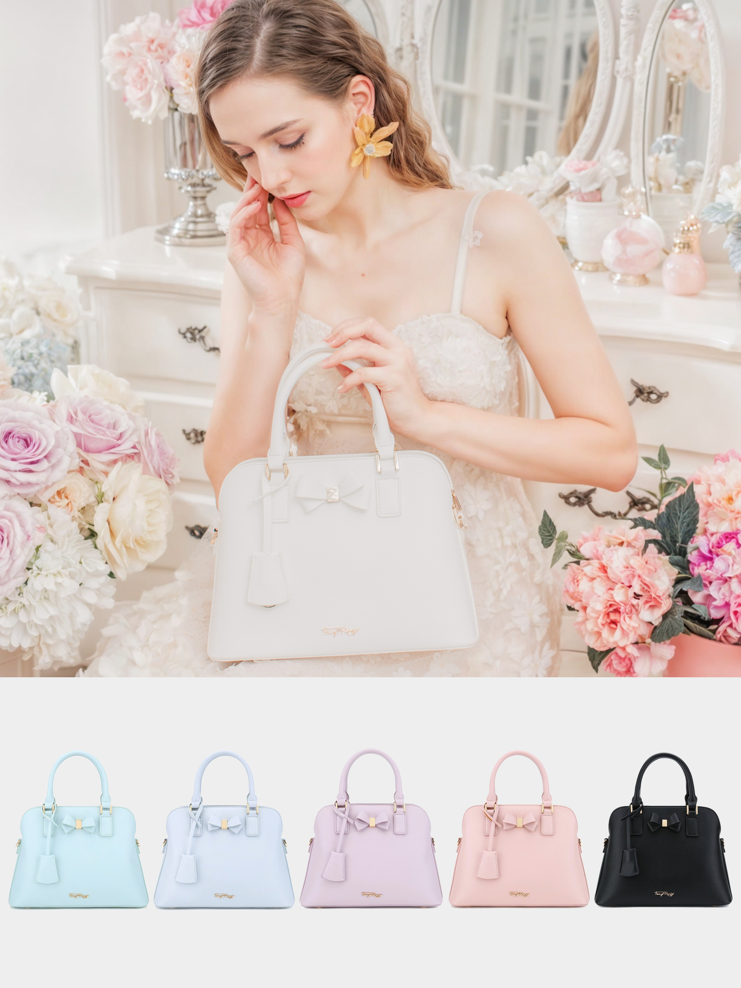 Fancy Bow Bow Top Handle Shoulder Bag   (MINOR FLAW ON HANDLE EDGE PAINT)