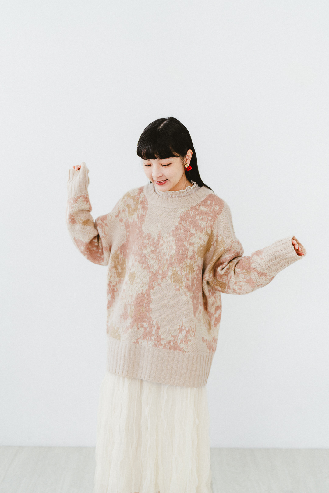 波斯神話！水彩圖騰針織上衣 (兩色-粉)