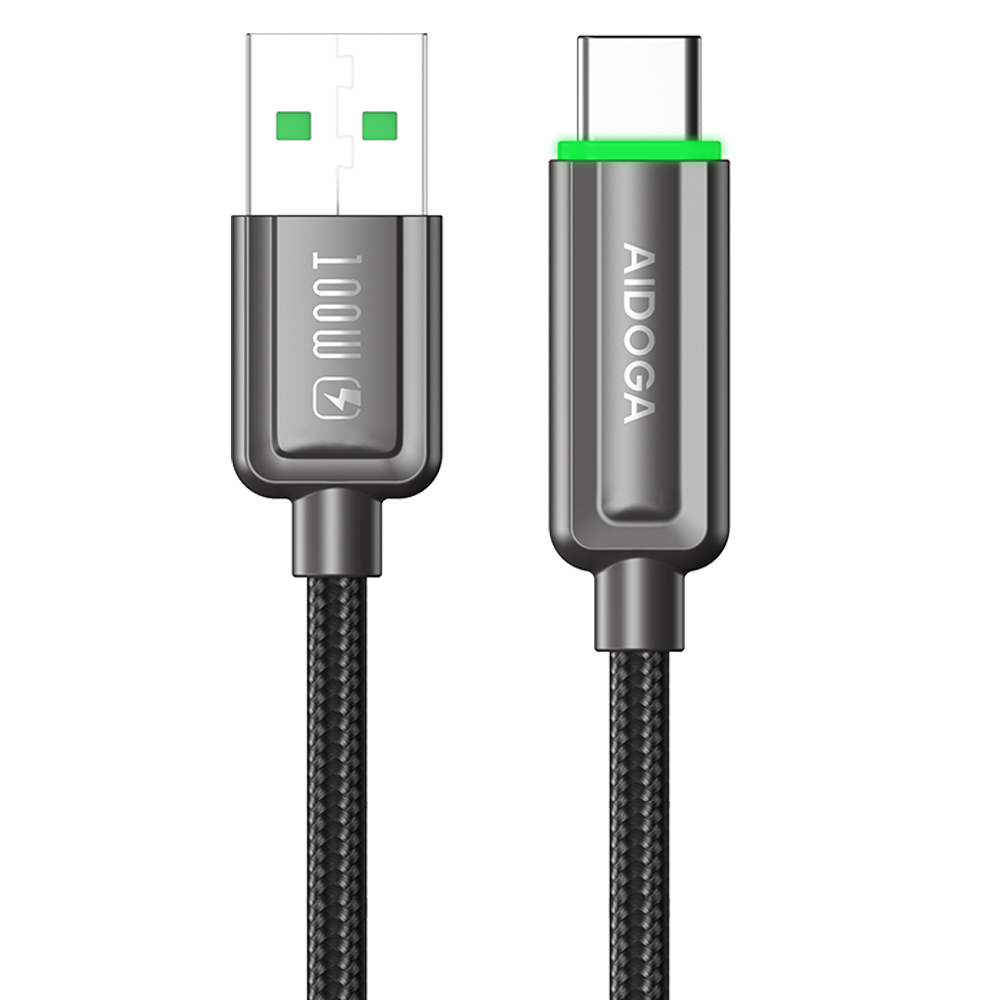 AIDOGA 艾迪伽 Type-C智能斷電補電充電傳輸線 100W 閃極 1.2M