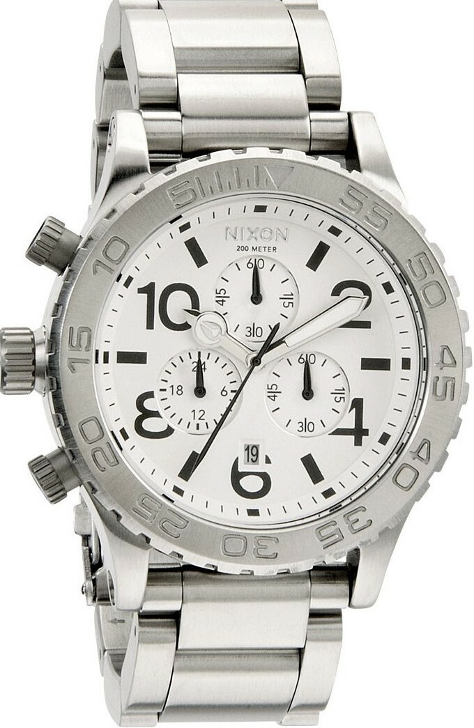 萬年鐘錶 - NIXON 尼克森 THE 42-20  CHRONO系列  白面盤三眼計時腕錶 A037-100  錶徑42MM